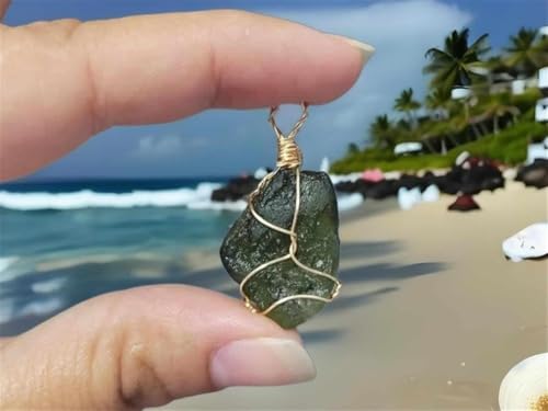 Collier en fil de cristal de moldavite authentique et rare - 3