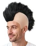 ESUNO Black Mohawk Wig Crazy Hair Wig for Adults Punk Costume for Men