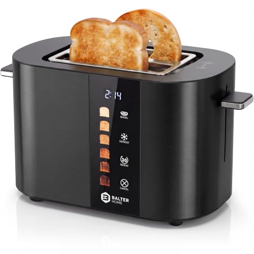 Image of Balter Toaster 2 Slice, Bagel Function, Stainless Steel, Touch Screen, Built-in Rack, Extra-Wide 1.5 inch Slots for Thick Breads & Bagel, Timer, BPA-Free, Removable Tray, Black