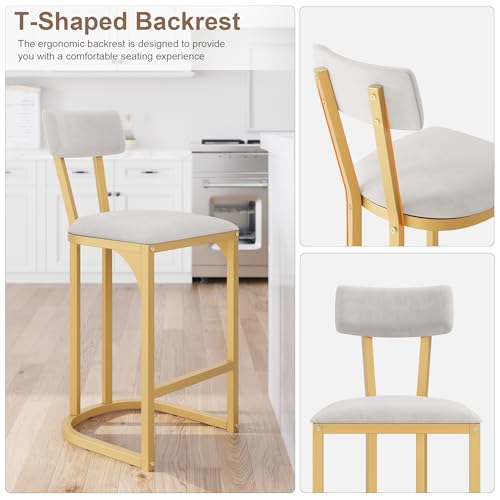 Garvee 26.4 Inch Bar Stools Set of 4, for Kitchen Island, Counter Bar, Gold by Garvee - Used condition - Image 4