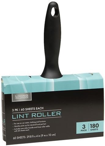 Living Solutions Lint Roller Brush, 3 pk, 60 sh