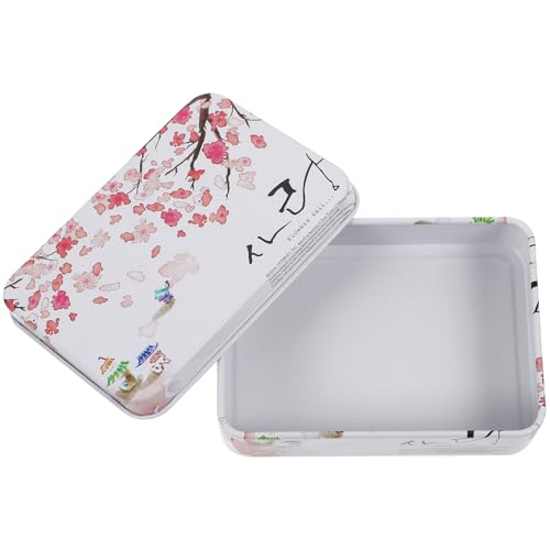 EXCEART Small Jewellery Storage Box with Lid Metal Tinplate Organizer for Earrings Rings and Holder Compact 3.54X2.56X0.94In Craft Container for Home and Travel