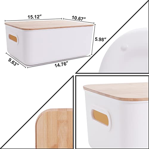 Citylife File Organizer With Bamboo Lid Plastic Storage Bin Portable Project Case For Organizing A4 Paper, Photo Album, Documents, Photo #TOP6