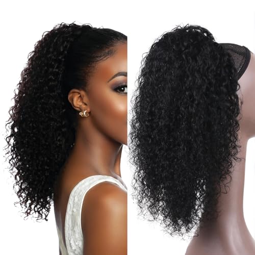 ManeMajesty Kinky Curly Ponytail Extension 100% Human Hair 20" Deep