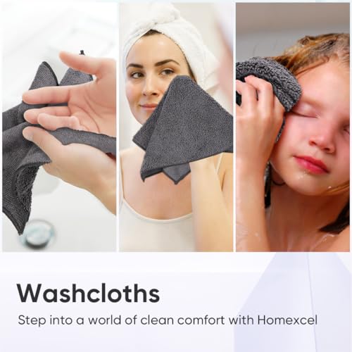 Homexcel JP-161 Microfiber Washcloths 12 Pack, Highly Absorbent And Soft Face Towel, Multi-Purpose Grey Wash Cloths For Bathroom thumb #3