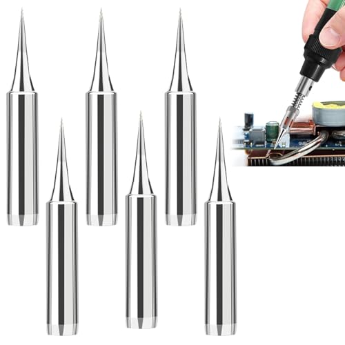 Thoquene 6 Stück Lötkolben Spitzen, Lötspitzen für Lötpistole, Lötstation Schweißen, Löten (900M-T-I)