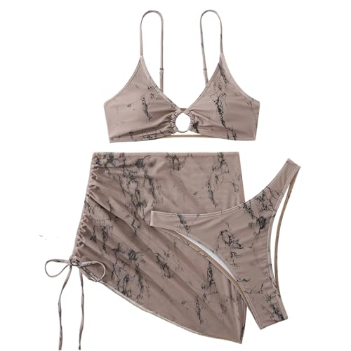 Perwteriy Bikini per Donne 3 Pezzi/Set Poliestere Carini Costumi da Bagno Sexy Stampati Costume da Bagno con Filo in brassere Bikini a Corda Estiva Regolabile Gratis per Piscina da Spiaggia, s
