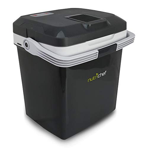 Nutrichef Portable Electric Cooler Fridge/Food Warmer, 30 Can - 28L Capacity | Personal Thermoelectric Dual Cooling Warming Digital Plug In Refrigerator For Car, Travel, Beach, Office