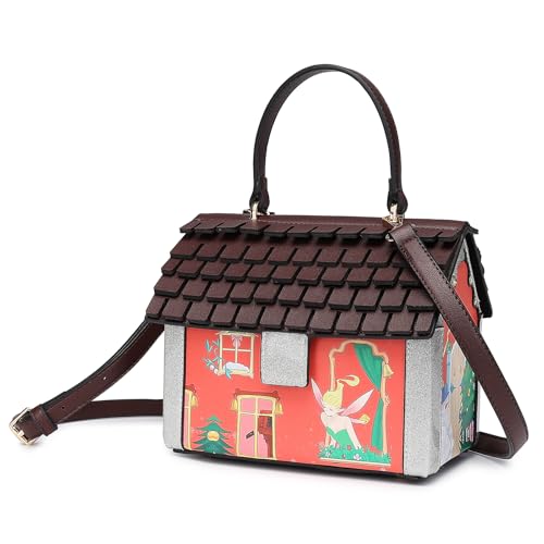 Women Christmas House Shaped Crossbody Shoulder Bag Handbag PU Unique Novelty Purse for Fashionable Outings