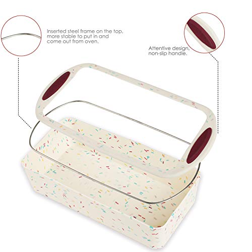 Loaf Pan, Gifbera Silicone Bread Pan for Baking with Metal Frame, Non-stick Bread Loaf Pan Large Size for Bread, Quiche, Meatloaf, Lasagna, 1 PACK