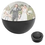 Besshepplo Personalisierte 7 cm WiFi-Videokugel mit LED für Beleuchtung für Jubiläen, Geburtstage und Hochzeiten, dekoratives Erinnerungsdisplay in Schwarz, Weiß, Orange oder Rosa (schwarz)