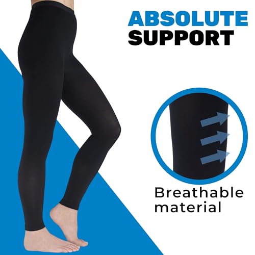 compression leggings for women 20-30mmhg - footles high waist compression tights for circulation during pregnancy sports workout running - black medium - a717bl2