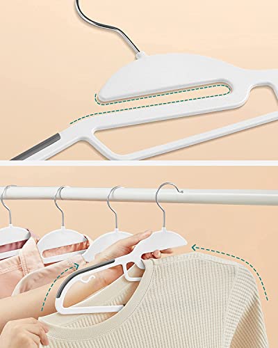 Addis Non Slip Plastic Clothes Hangers 42cm, Pack of 20 Hangers, Strong Durable Capacity, for All Garments Coats Shirts Suit Jackets Trousers, White Grey