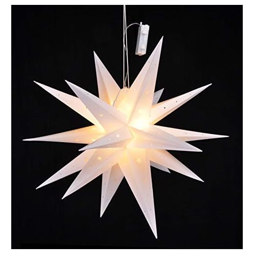 LED julstjärna 58 cm med biltimer – batteridriven – LED stjärna till jul att hänga upp fönsterkodo