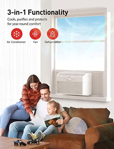 Window Air Conditioner, 8,000 BTU AC Unit for Room Window-Mounted AC with 4 Fan Speeds 5 Modes 24-Hour On/Off Timer Quiet Sleep Mode Remote Control AC Cooler up to 350 sq. ft - Thumbnail 4