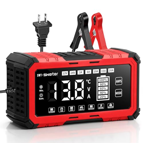 SWTsweter 20A Smart Car Battery Charger & 12V/24V Maintainer with