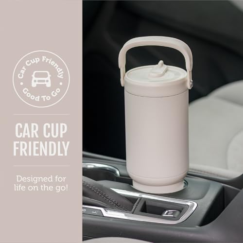 Image of Ello Oasis Go+ 32oz Tumbler with Top Handle and Retracting Straw | Reusable Insulated Stainless Steel Cup, 100% Leakproof Water Bottle, 24 Hours Cold, Cup Holder Friendly For Travel | Wild Dot