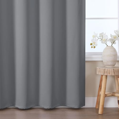 VEHEDE Eyelet Blackout Curtains 69 Inch Drops for Bedroom & Living Room, Soft Thermal Insulated Grey Panels, W55 x L69 Inch, 2 Pack - Image 5