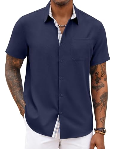 COOFANDY Men's Beach Shirts Short Sleeve Casual Shirt...