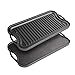 nuovva Cast Iron Griddle Pan for Gas Hob and BBQ Griddle pan Double Sided Pre-Seasoned, Grill Tray, for Healthy and Delicious Cooking, Flat and Ridged Surfaces 50 x 25cm