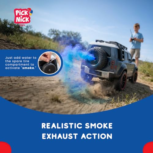Image of Defender Remote Control Car Toy for Kids | 1:18 Scale RC SUV | Water Spray Feature, Music & Auto Mode | Realistic Off-Road Toy Car for Boys & Girls Age 4+