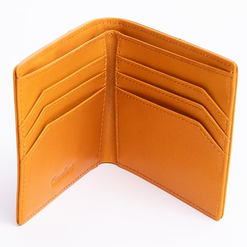 Bifold Wallet for Men with RFID-Protection, Men’s Wallet Premium Leather, 6 Dedicated Card Slots, Holds Up to 10 Cards, Orange3