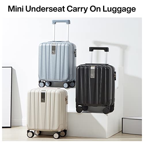 Hanke 14 Inch Underseat Carry On Luggage With Wheels, Lightweight Mini Suitcase For Weekender, Pc Hardside Small Carry On Bag With Tsa Lock,Travel Suit Case Women Men（Jet Black） #TOP5