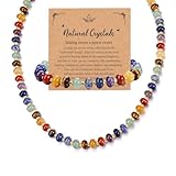 GEHECRST 7 Chakra Heilsteine Kette mit Chakra Armband Set Natürliche Edelstein Halskette Yoga Armband Healing Reiki Energietherapie Glückbringen Edelstein für Damen Herren (Stil 2)