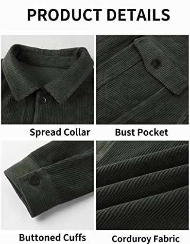 Pretifeel Mens Corduroy Trucker Jacket Slim Fit Button Down Fall Winter Coat #TOP4