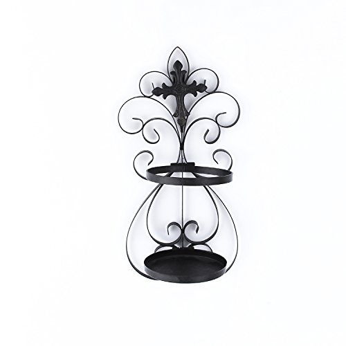 Adeco Hd0005 Candle Holder, Black Scroll And Cross #TOP5