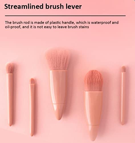Travel Makeup Bruses Set 5 Pcs Premium Synthetic Makeup Brushes Kit With Case And Mirror Face Eye Lip Brush Kits Foundation Brush Blending Face Powder Blush Concealers Eye Shadows Cosmetic Brushes Kit #TOP6