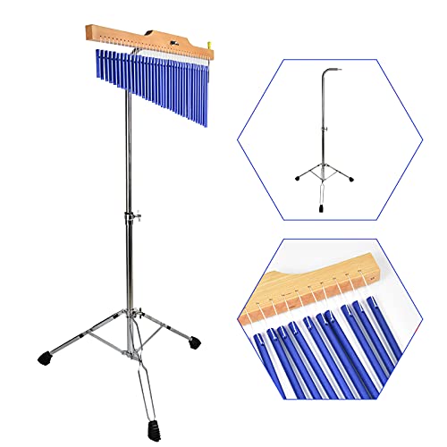 ENNBOM Bar Chimes with Adjustable Stand 25 Note 36 Note Single-row Wind Chime Musical Percussion Instrument (36 Note, Frosted blue)