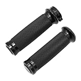 VIKKSAER 1 Inch/25mm Universal Motorcycle Hand Grips, Black Handlebar Grips Replacement for Honda Harley Kawasaki Yamaha Suzuki Bobber Chopper Cafe Racer BWM
