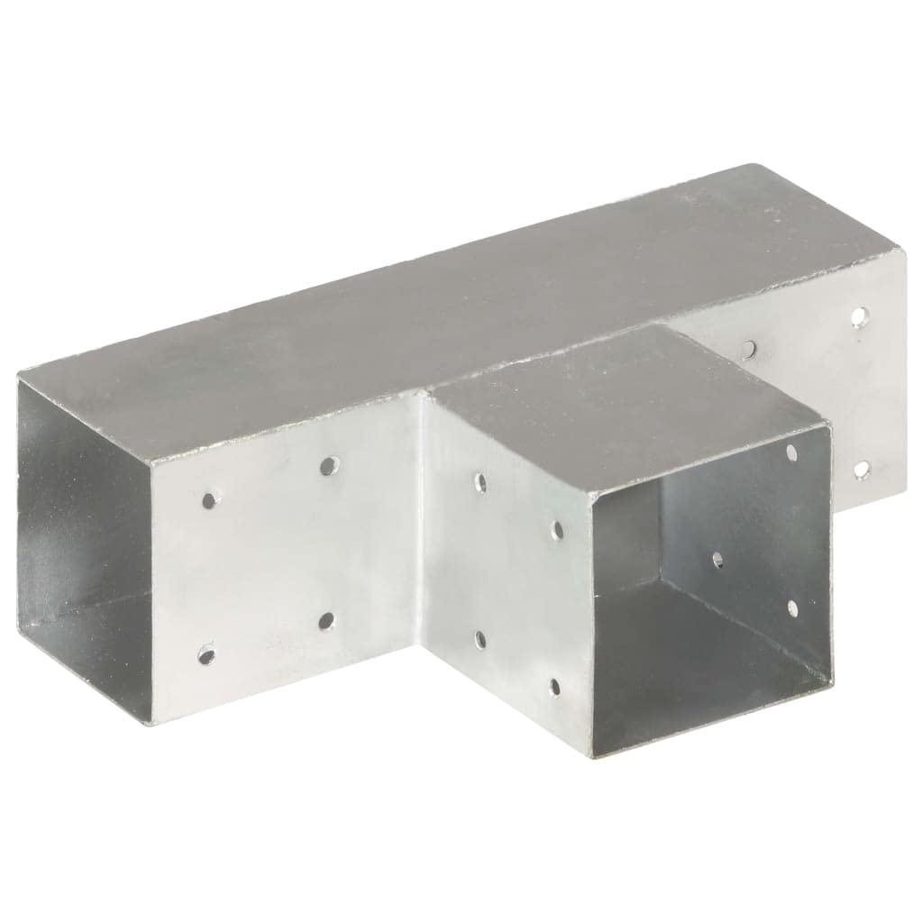 4 connettori per pali a T, in metallo zincato galvanizzato, connettore in legno per 3 travi quadrati in legno 91 x 91 mm, preforati per costruzioni esterne come gazebo e tettoie