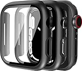 QHOHQ 2 Pack Hard PC Case Compatible with Apple Watch Series 7 45mm with Tempered Glass Screen...
