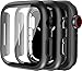 Produktbild QHOHQ 2 Stück Hard PC Hülle Kompatibel für Apple Watch 7 45mm mit Panzerglas Displayschutz, Full Coverage Case, Ultra Slim HD Schutzhülle für Watch Series 7 - Schwarz