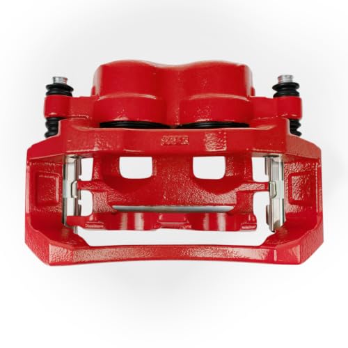 Image of TRQ Front Left Right Brake Caliper w /Bracket Performance Red Driver