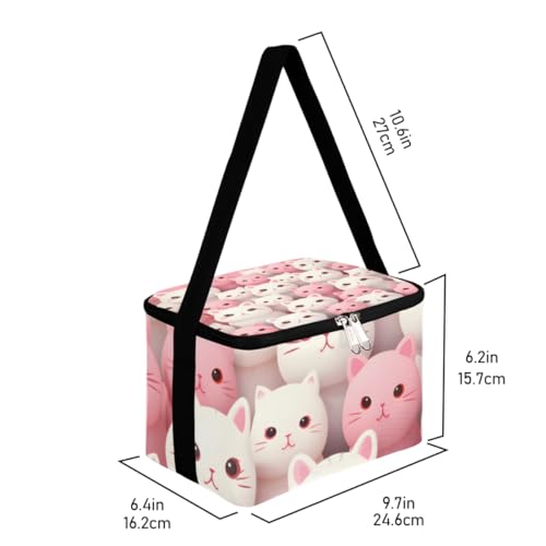 GzLeyigou Lunch Bags for Women Men 9 Cans,Lovely Cat Hot & Cold Food Delivery Bag Insulated Grocery Bag Insulated Lunch Box Cartoon Cats Cooler Bag for Office Work Picnic Beach