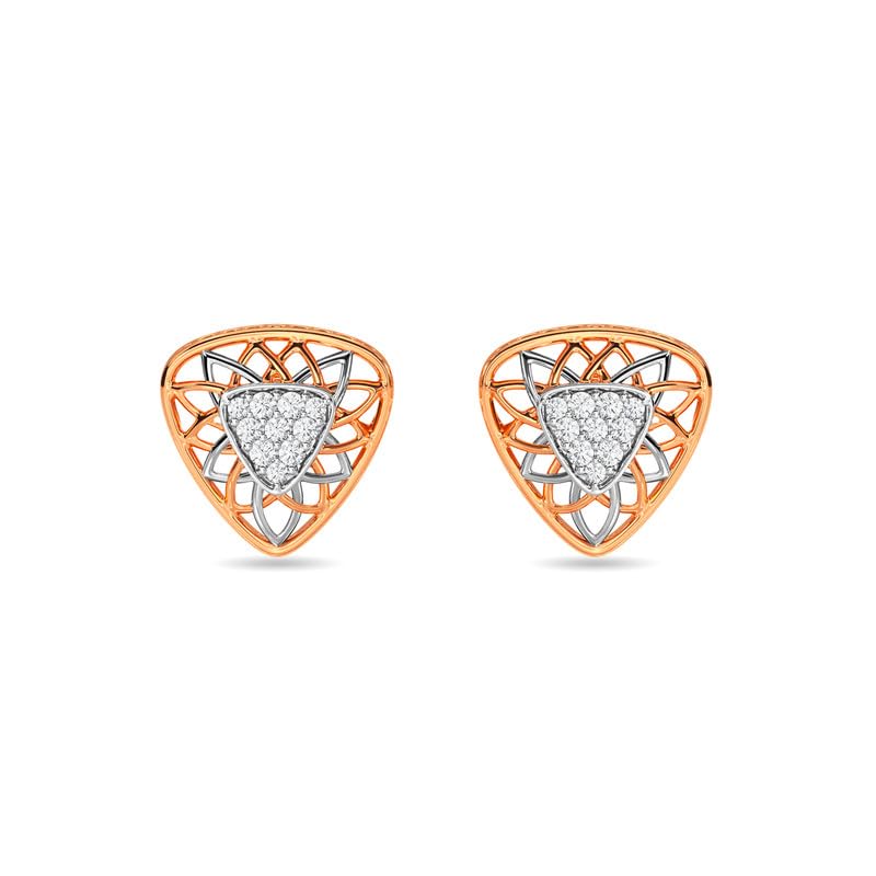 Image of KISNA JEWELS 14KT|18KT BIS Hallmark Pure Gold and Diamond Stud Earrings For Women with Screw Back clouser