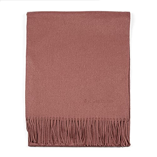 Stola à franges 100 % cashmere rose foncé pour vos soirées fraîches en terrasse