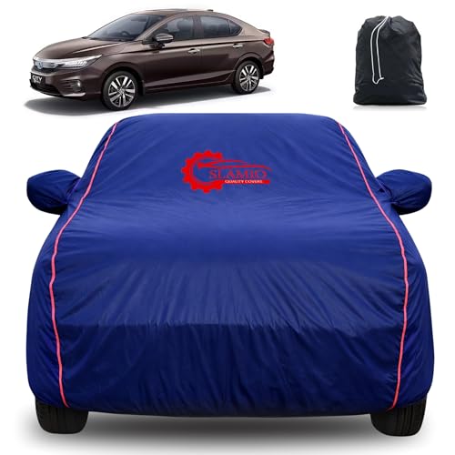 Image of 100% Waterproof Car Cover for Honda's City Hybrid Ehev 2022-2026 | All-Weather, Dustproof & UV Protection | Heavy-Duty 3-Layer Fabric | Custom Fit with Mirror & Antenna Pocket | Navy Blue