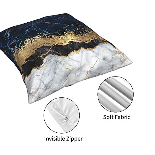 Marble Blue Decorative Pillows Covers Set Of 4 Navy Blue Grey Gold Throw Pillows For Bed Sofa Couch 18X18 Inch Abstract Cushion Cover Home Living Room Decor #TOP4
