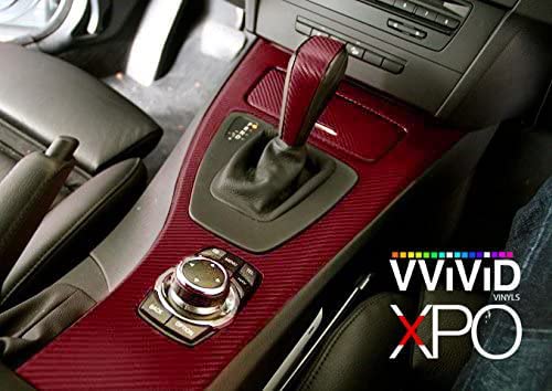 VViViD XPO Burgundy Dry Carbon Fiber 1ftx 5ft Vinyl Wrap Roll with Air Release Technology