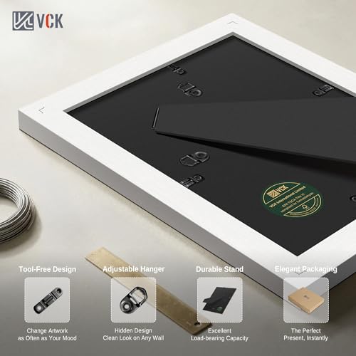 Image of VCK 8.5 by 11 Picture Frame 2 Pack, White Wood, 6x8 Mat, Glass, for Diploma