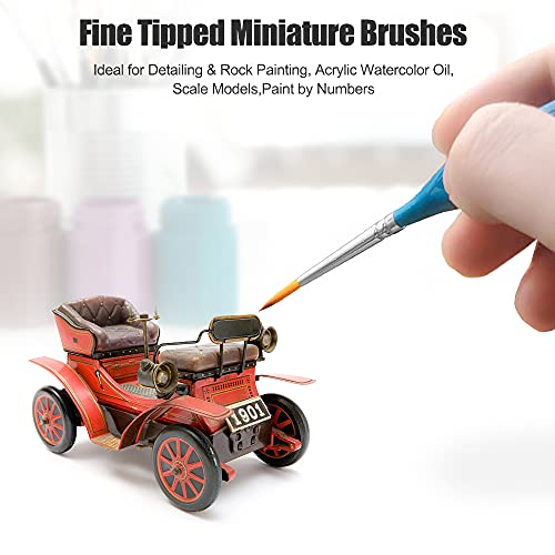 Bosobo Miniature Paint Brushes Detail Set, 6 Pcs Fine Tipped Small Artist Paintbrushes For Acrylic Oil Watercolor Painting, Rock, Micro Model, Nail Art, Craft & Paint By Number, Travel Case Included #TOP4