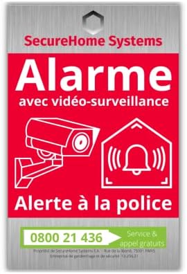 Autocollants Dissuasifs Alarme Maison - Lot De 8 Stickers Sécurité Extérieur Résistants UV