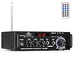 Home Audio Receivers & Amplifier HiFi Bluetooth Stereo Audio Amplifier Max 300Wx2 Wireless Bluetooth 5.0, RMS 40Wx2 Power Amp 2 Channel Stereo (AV-298)