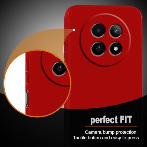 Image of Back Cover | Full Camera Protection | Premium Liquid Silicon Case | Flexible Bumper Case for Realme 12 5G / 13 5G / 12x 5G / C65 5G / Narzo 70x 5G / N65 5G (Red)