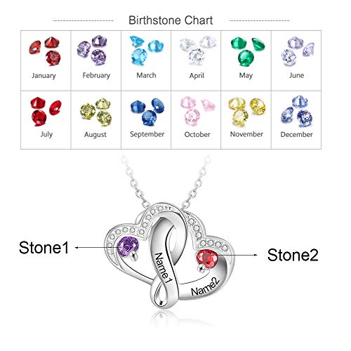 Birthstone Necklace for Women with birthstones Personalized Custom Necklace – Solid 925 Silver Engraved Pendant for Mom, Mother, Wife, Friend, Sister Grandma Anniversary Mothers Jewelry3