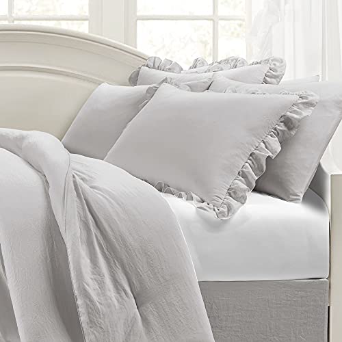 Lush Decor Reyna Ruffle Daybed 6 Piece Set 68" W x 92" L, Light Gray - Gray Bedding Set - Daybed Comforter Set - Ruffled Bedding - Coquette Decor by Lush Decor - Image 2
